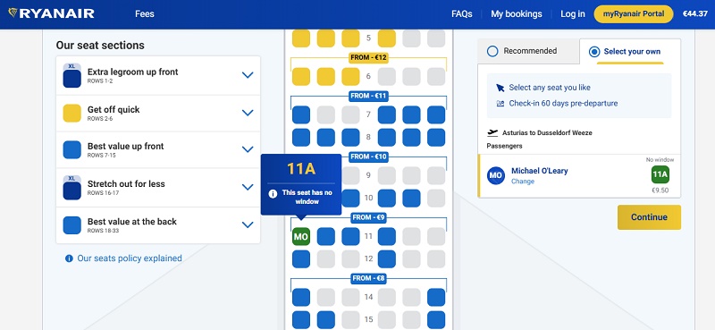 ryanair seat map