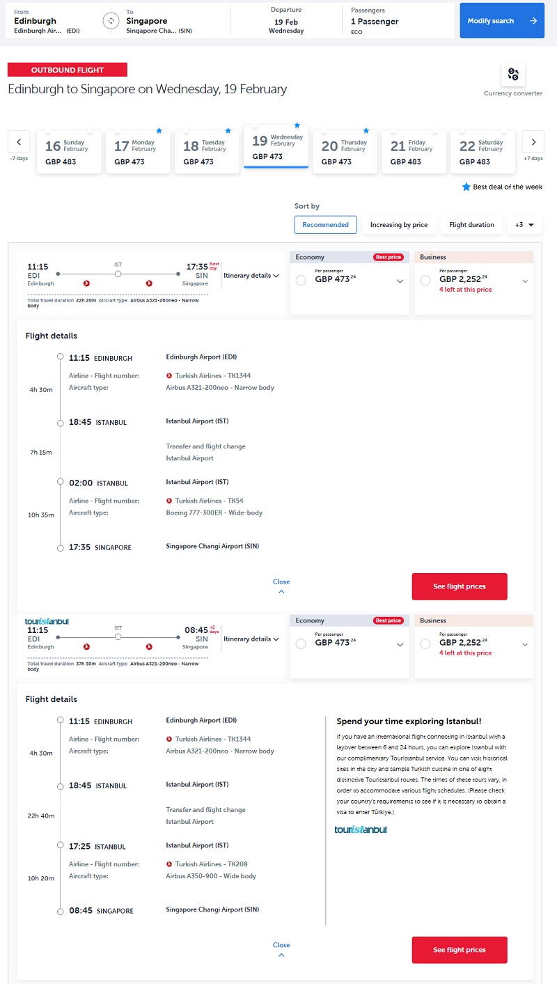 flight itinerary